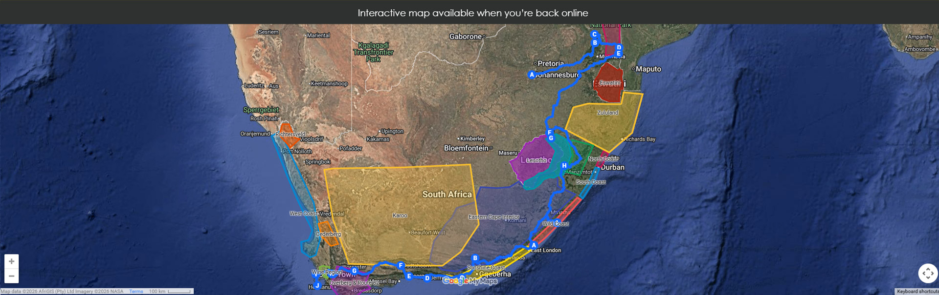 Map unavailable offline