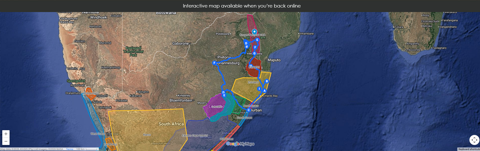 Map unavailable offline