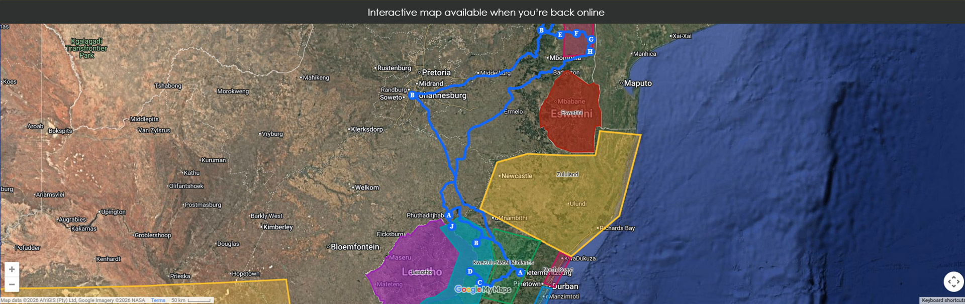 Map unavailable offline